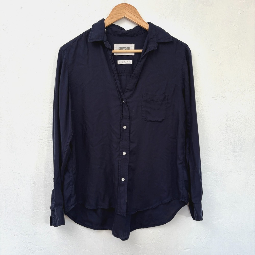 Grayson The Hero Flannel Shirt Women Size Medium 03 Navy Blue Button Up